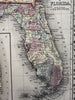 Florida state by itself Mobile city plan 1874 Mitchell hand colored nice map
