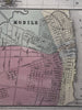 Florida state by itself Mobile city plan 1874 Mitchell hand colored nice map