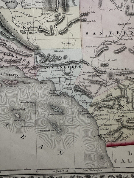 California w/ San Francisco plan 1874 Mitchell decorative hand colored nice map