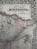 Minnesota state by itself 1880 Mitchell decorative hand colored nice map