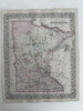 Minnesota state by itself 1880 Mitchell decorative hand colored nice map