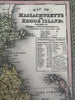 Massachusetts w/ Boston plan 1855 Cowperthwait lovely hand colored uncommon map