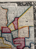 Baltimore Maryland city plan 1860 Mitchell hand colored nice decorative map