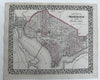 Washington D.C. fine city plan 1880 Mitchell decorative hand colored map