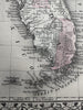Florida state by itself Mobile city plan 1880 Mitchell hand colored nice map