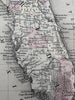 Florida state by itself Mobile city plan 1880 Mitchell hand colored nice map