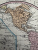 World in spheres early explorer ocean routes 1855 Cowperthwait hand colored map