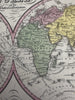World in spheres early explorer ocean routes 1855 Cowperthwait hand colored map
