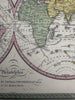 World in spheres early explorer ocean routes 1855 Cowperthwait hand colored map