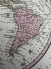 World in spheres early explorer ocean routes 1855 Cowperthwait hand colored map
