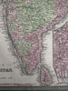 Hindoostan British rule India w/ Independent states 1855 Cowperthwait color map