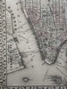 New York city detailed plan 1880 Mitchell large decorative hand colored map