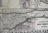 New York city detailed plan 1880 Mitchell large decorative hand colored map