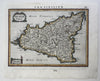 Sicily Sicilia Italy Italia c.1630 Mercator scarce lovely miniature color map