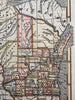 Wisconsin state 1853 Ensign charming giftable miniature hand colored map