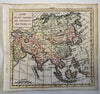Asia Arabia to China Korea 1750 Vaugondy engraved hand colored miniature map