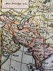 Asia Arabia to China Korea 1750 Vaugondy engraved hand colored miniature map