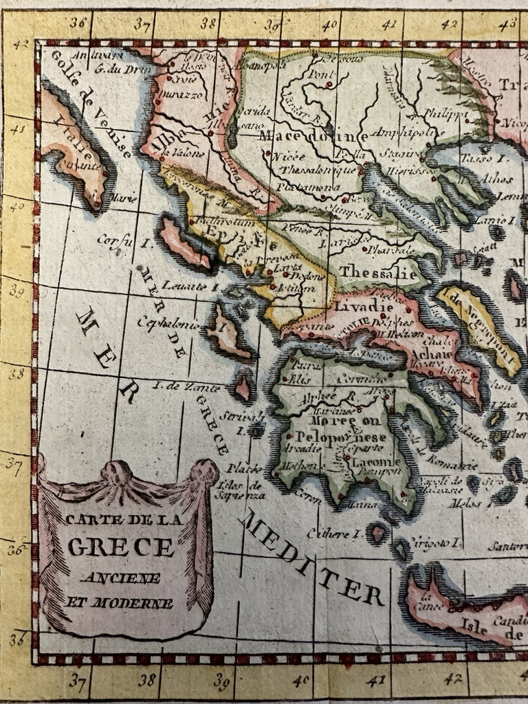 Greece Macedonia Candia Romania 1772 scarce charming miniature HC map