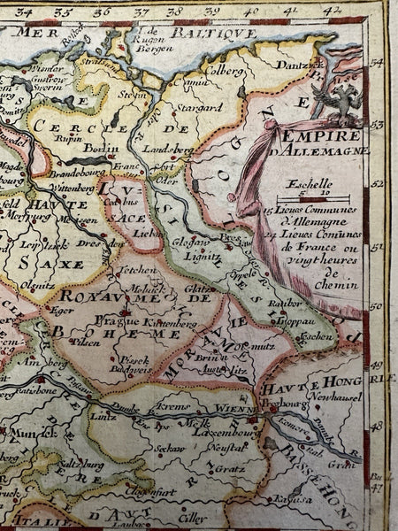 Germany Empire 1725 de Fer? scarce charming miniature hand color map