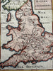 England United Kingdom Britain 1719 Mallet miniature hand color map