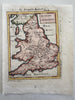 England United Kingdom Britain 1719 Mallet miniature hand color map
