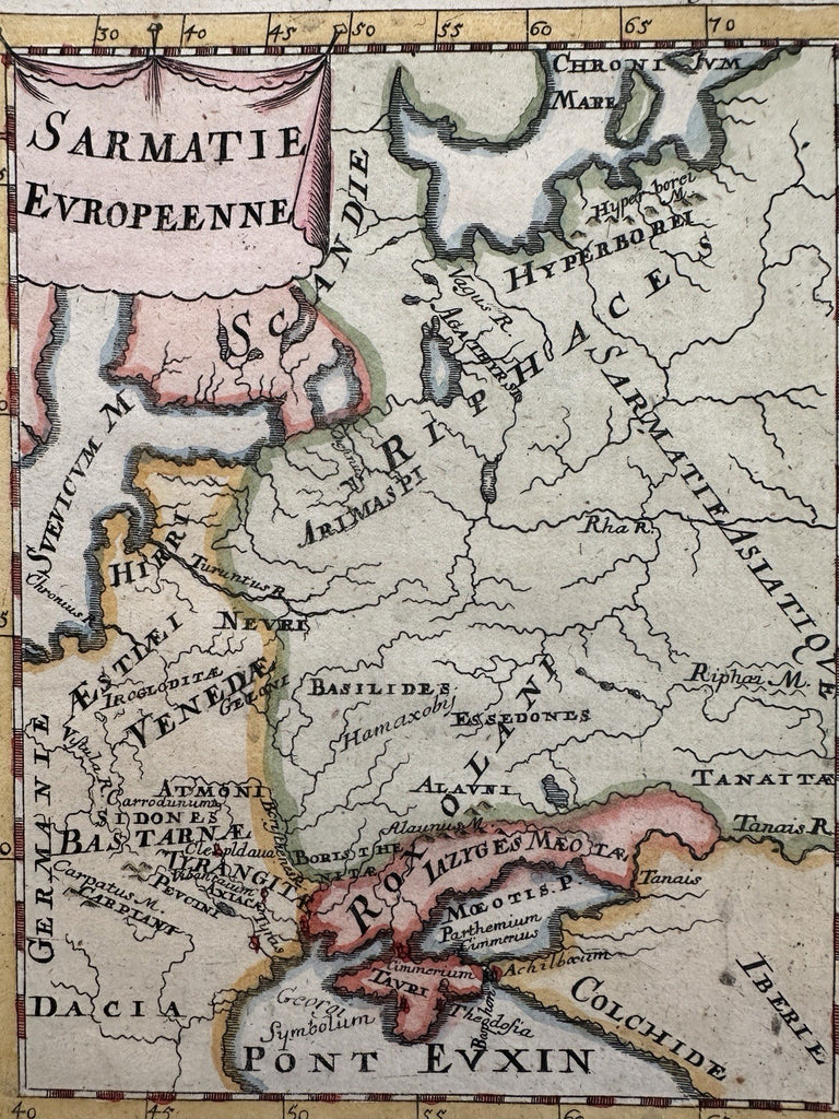 Europe Samatia Russia Black Sea Ukraine 1719 Mallet miniature hand color map