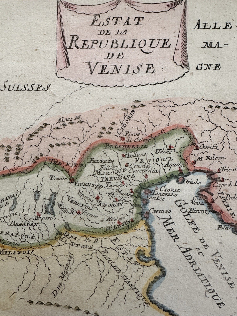 Italy Italia Republic of Venice Venezia 1719 Mallet miniature hand color map