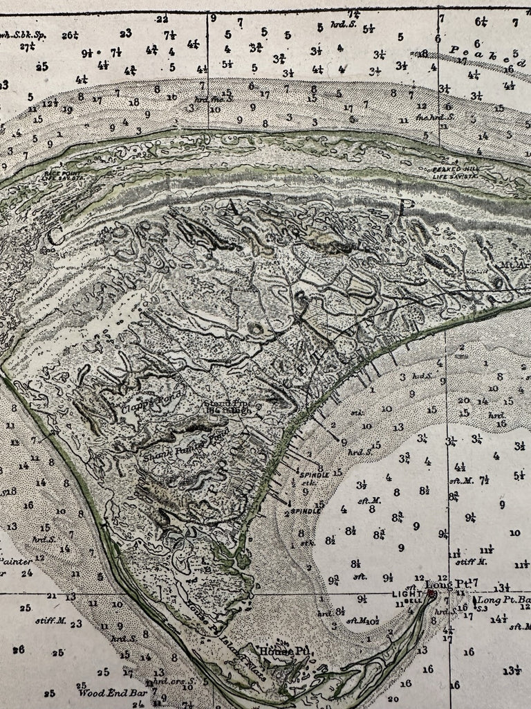 Provincetown Harbor Massachusetts Cape Cod c.1910 hand color nautical map