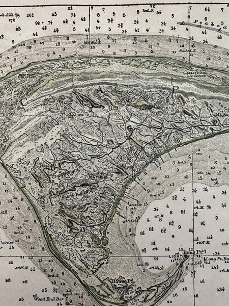 Provincetown Harbor Massachusetts Cape Cod c.1910 hand color nautical map