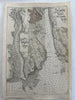 New London Connecticut Thames river Groton c.1910 hand color nautical map