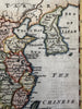 China Chine Asia Korea 1772 Kitchin decorative hand colored miniature map