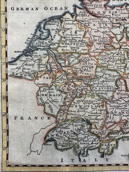 Germany Netherlands Styria 1772 Kitchin decorative hand colored miniature map