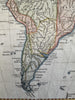 South America continent 1808 hand colored miniature map