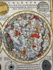 Celestial sky chart zodiac stars 1719 Chiquet attractive engraved antique map