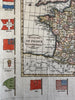 France w/ world flags around it 1823 beautiful scarce map w/ lovely hand color