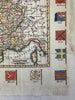 France w/ world flags around it 1823 beautiful scarce map w/ lovely hand color