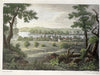 New Harmony Indiana Wabash river Utopian society c. 1850 Meyer hand color print