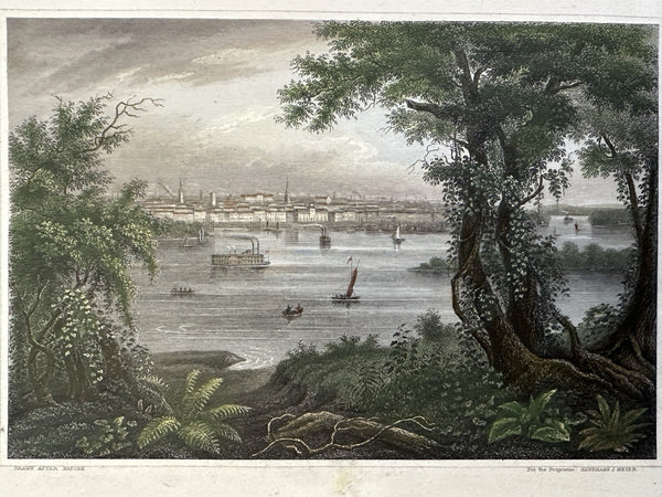 St. Louis Mo. Mississippi river prospect view c. 1850 Meyer hand color print