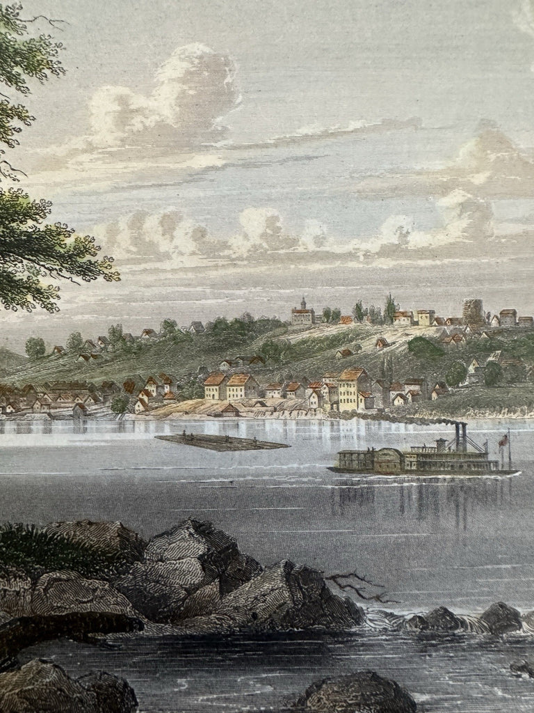 St. Charles Missouri on Mississippi river view c.1850 Meyer hand color print