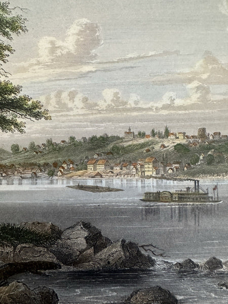 St. Charles Missouri on Mississippi river view c.1850 Meyer hand color print