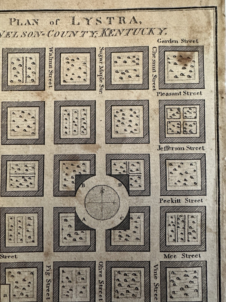 Lystra Kentucky urban plan Mason County 1796 Russell scarce engraved town map