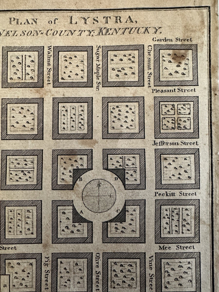 Lystra Kentucky urban plan Mason County 1796 Russell scarce engraved town map