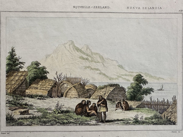 Australia aboriginals sacrifice 1863 hand color print lot x 4 charming views