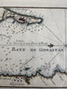 Gibraltar Bay Spain 1764 Roux engraved hand color coastal map
