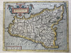 Sicily Sicilia Italy Italia c.1605-20 Mercator minor rare hand color map