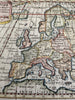 Europe continent 1744 Faure engraved hand colored charming miniature map
