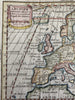 Europe continent 1744 Faure engraved hand colored charming miniature map
