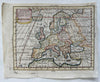 Europe continent 1744 Faure engraved hand colored charming miniature map