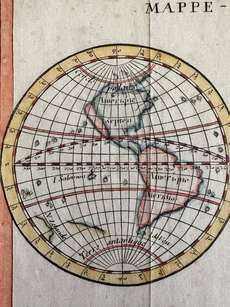 California as an island 1750-70’s World in spheres hand colored miniature map