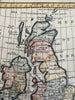 British Isles U.K. Ireland England 1744 Faure hand color miniature engraved map